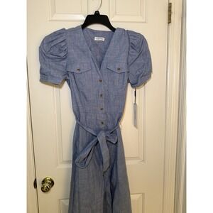 Women's Calvin Klein blue button down short sleeve dress - size 10